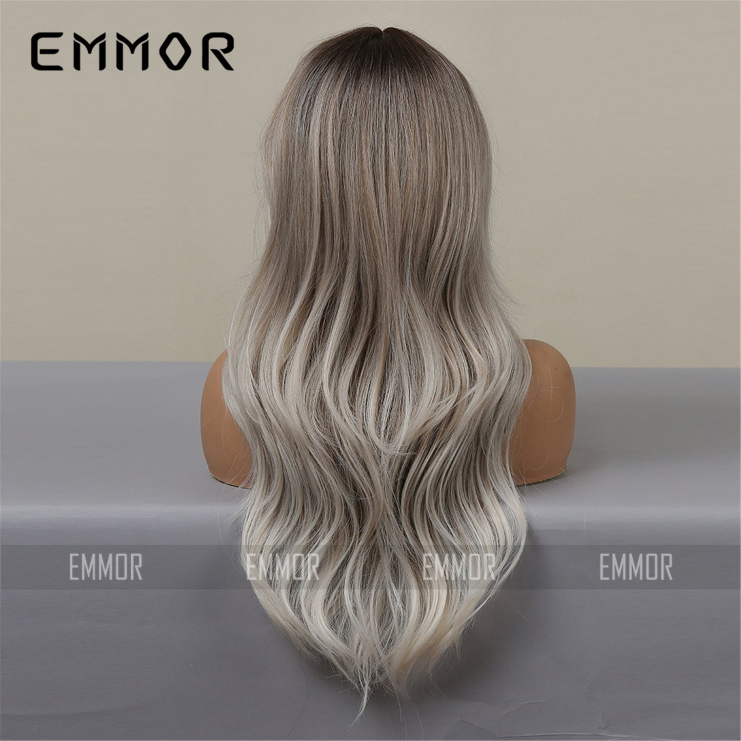 2022 new hair air bangs gradient gray big waves cosplay high temperature silk chemical fiber headgear wig for women