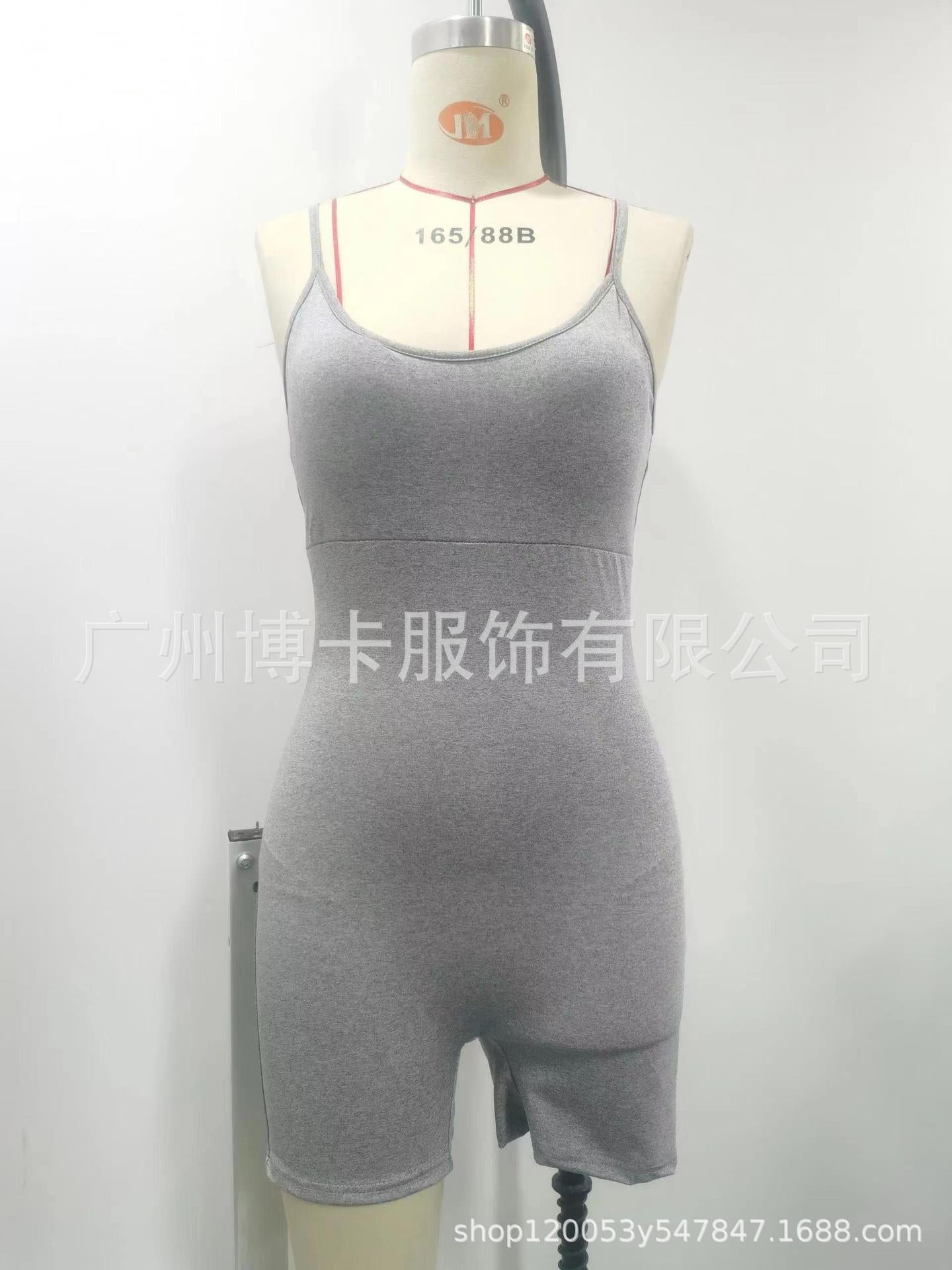 2023 European and American cross-border Amazon women's yoga jumpsuit thin shoulder strap waist jumpsuit sports jumpsuit