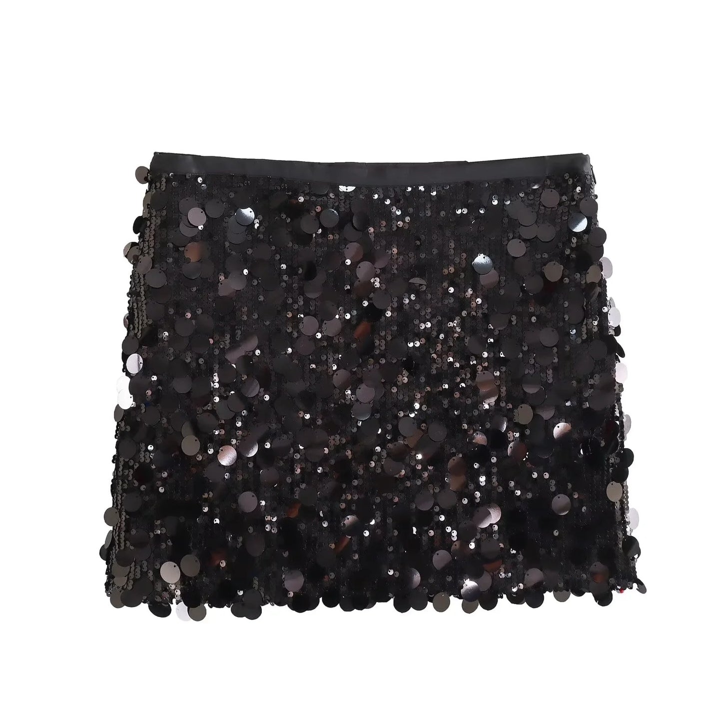 2023 Winter New European and American Style Sexy A-line Skirt High Waist Hip-wrapped Sequined Mini Skirt Women