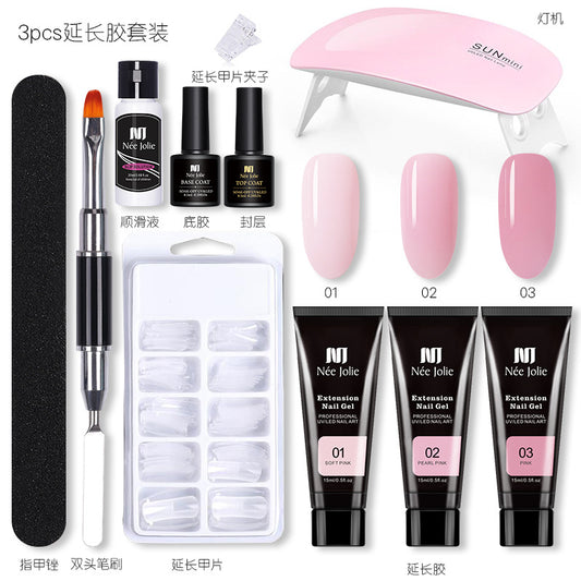 15ml nail extension glue set nail mold double-headed brush nail crystal extension glue set phototherapy gel