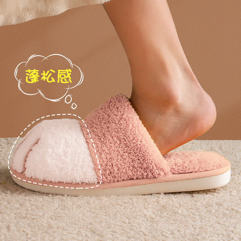 2023 New Cotton Slippers for Women at Home in Autumn and Winter Cat Claw Cartoon Cute Couple Warm Indoor Plush Slippers for Men