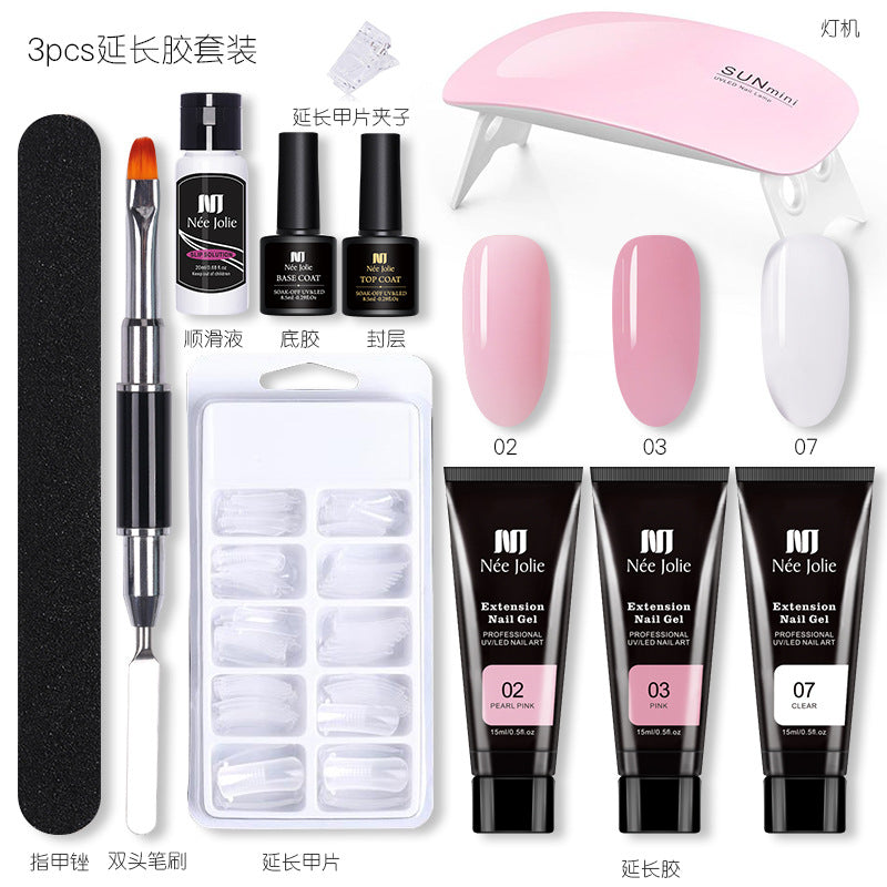 15ml nail extension glue set nail mold double-headed brush nail crystal extension glue set phototherapy gel