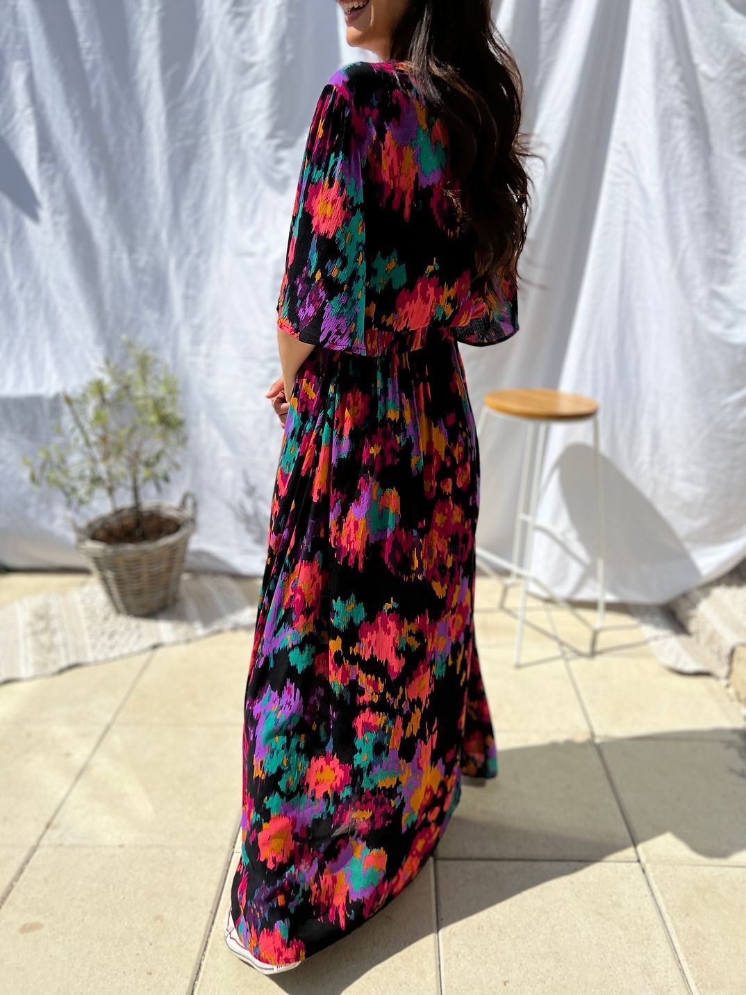 2023 summer ebay independent station wish Amazon temperament V-neck belt printed dress long skirt