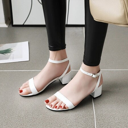 2022 new summer sandals candy color comfortable chunky heel patent leather sandals