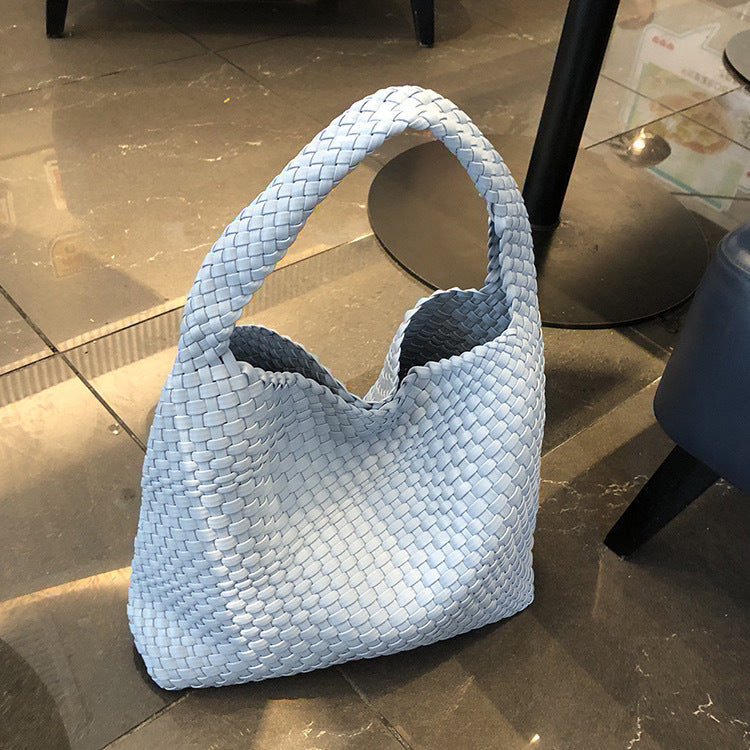 2024 new high-end hand-woven bag large-capacity shoulder tote bag underarm bag bucket bag mother-and-child bag trend