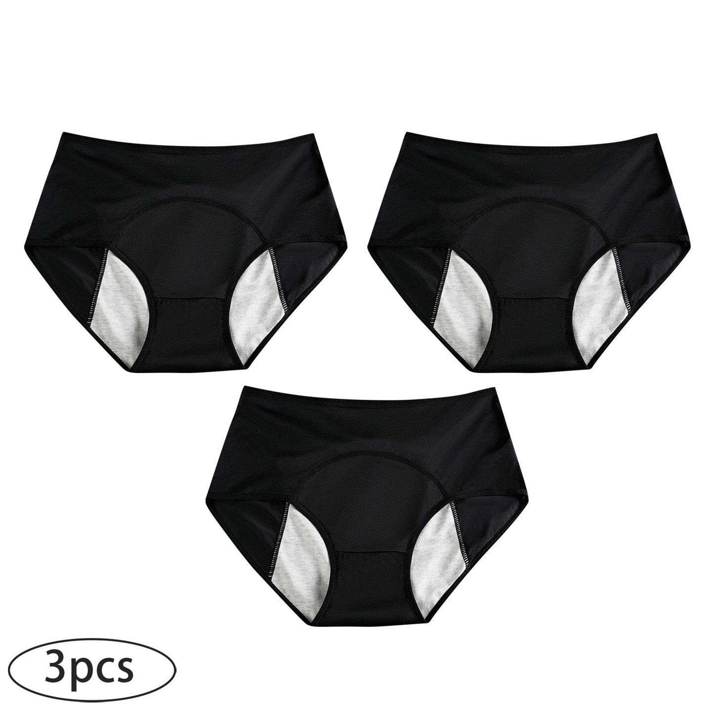 3-pack menstrual period panties for women, leak-proof and safe, high-waisted, breathable and sanitary panties for menstruation