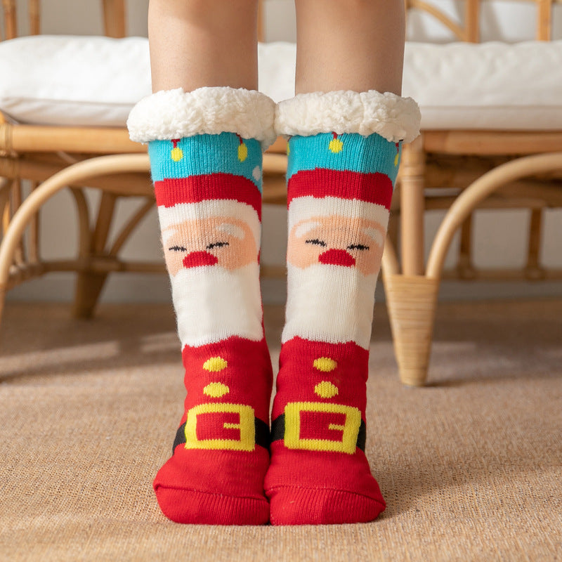 Winter Christmas socks floor socks snow socks confinement women plush coral fleece socks home sleeping socks carpet socks leg cover