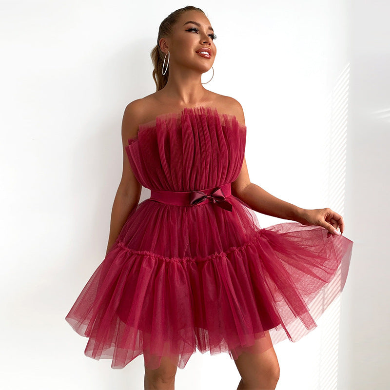 2019 foreign trade cross-border new European and American sweet beauty dress mini party dress dress-check inventory