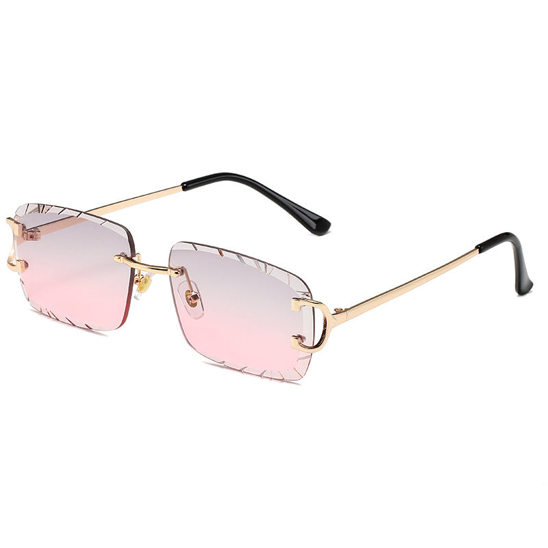 2023 frameless cut-edge square inverted sunglasses metal women's European and American ins street shooting trend sunglasses cross-border wholesale