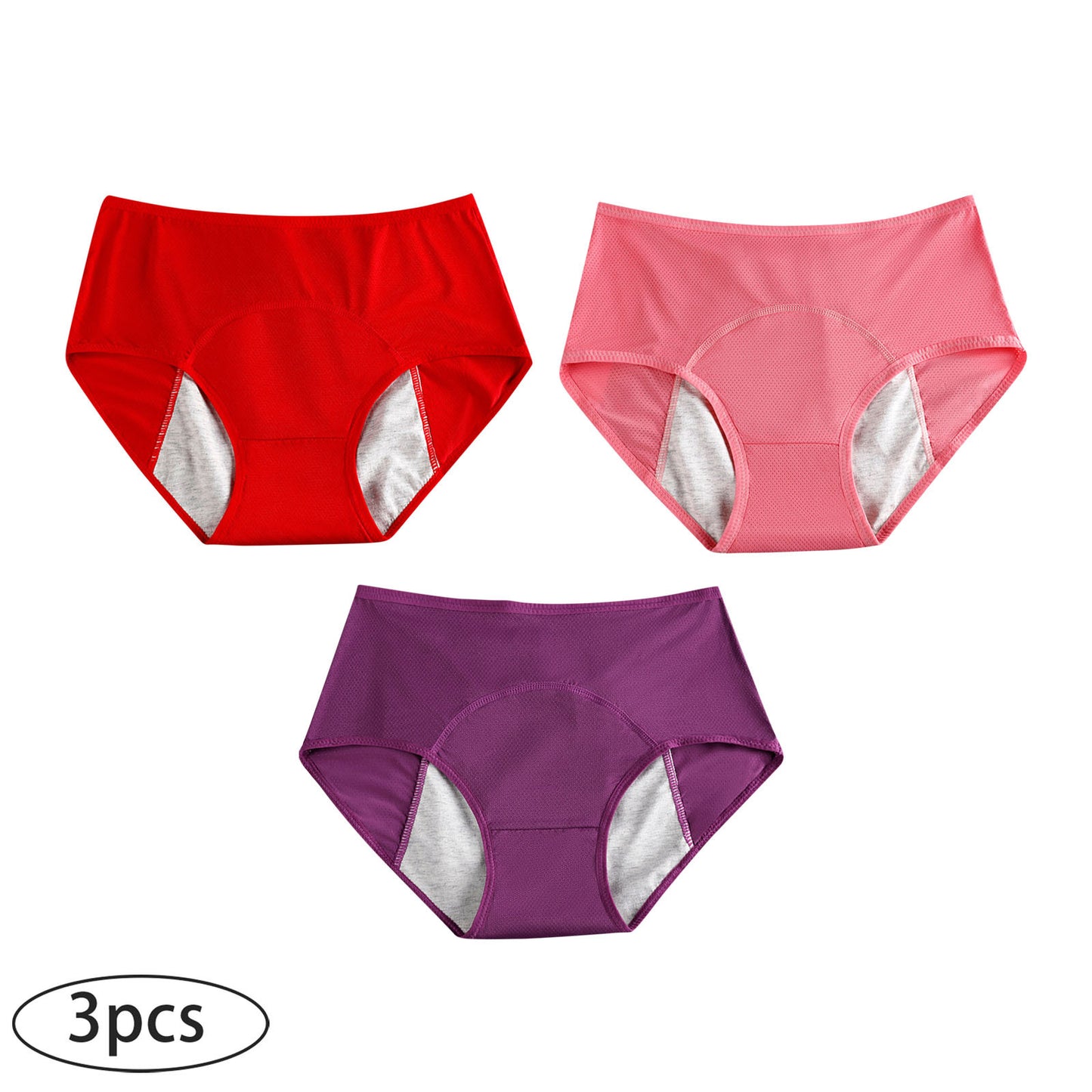 3-pack menstrual period panties for women, leak-proof and safe, high-waisted, breathable and sanitary panties for menstruation