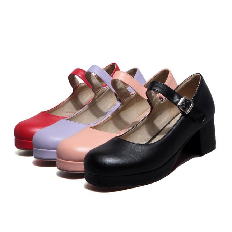 2022 new small leather shoes spring and autumn thick bottom Japanese Mary Jane cute round toe women's single shoes size code 30-48