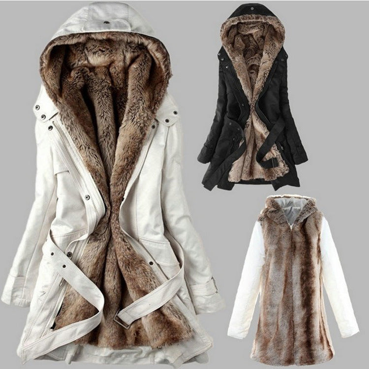 2021 winter new Korean version women's mid-length wool gall jacket slim fit warm thickened cold-resistant cotton coat