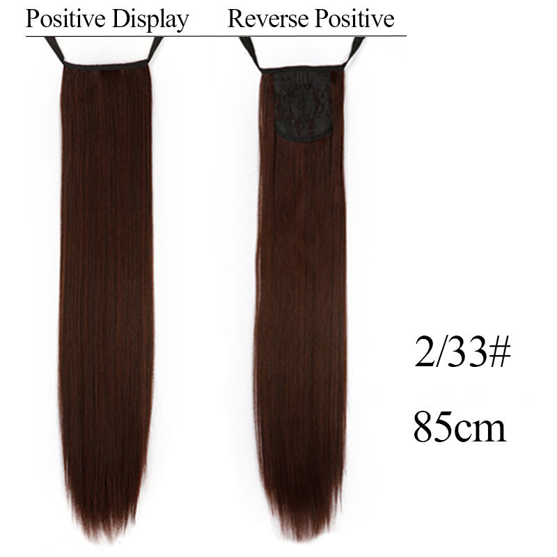 32 inches long straight hair foreign trade high temperature wig ponytail hair extension female long hair tie strap ponytail braid wig piece