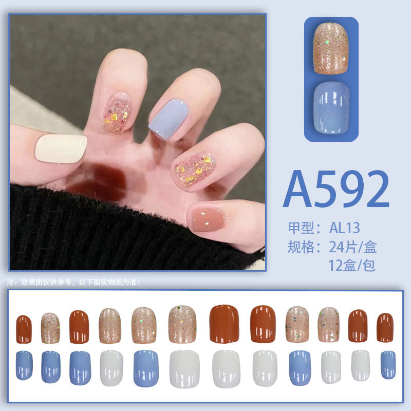 Winter fresh and simple pure lust style bride dance wear nails rainbow love rose fake nails wholesale