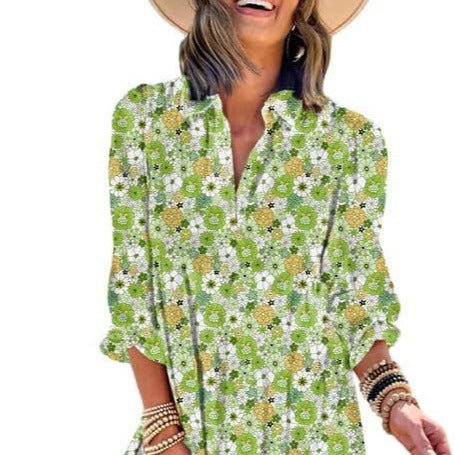 2024 Amazon New Casual Loose Bohemian Floral Dress Long Sleeve Puff Sleeve V Neck Ruffle