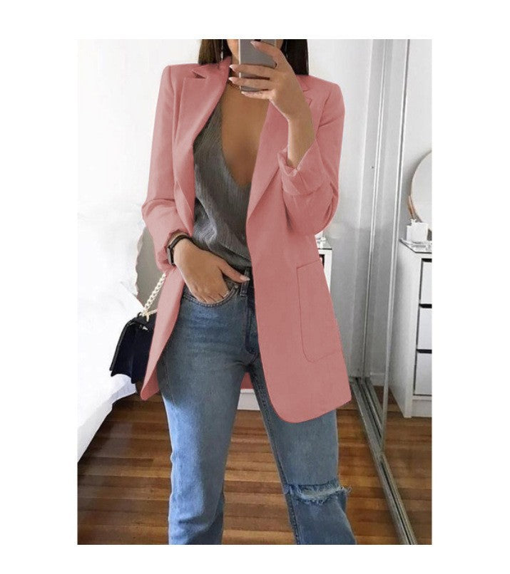 AliExpress wish Amazon 2019 European and American hot-selling fashion lapel slim cardigan temperament suit jacket for women