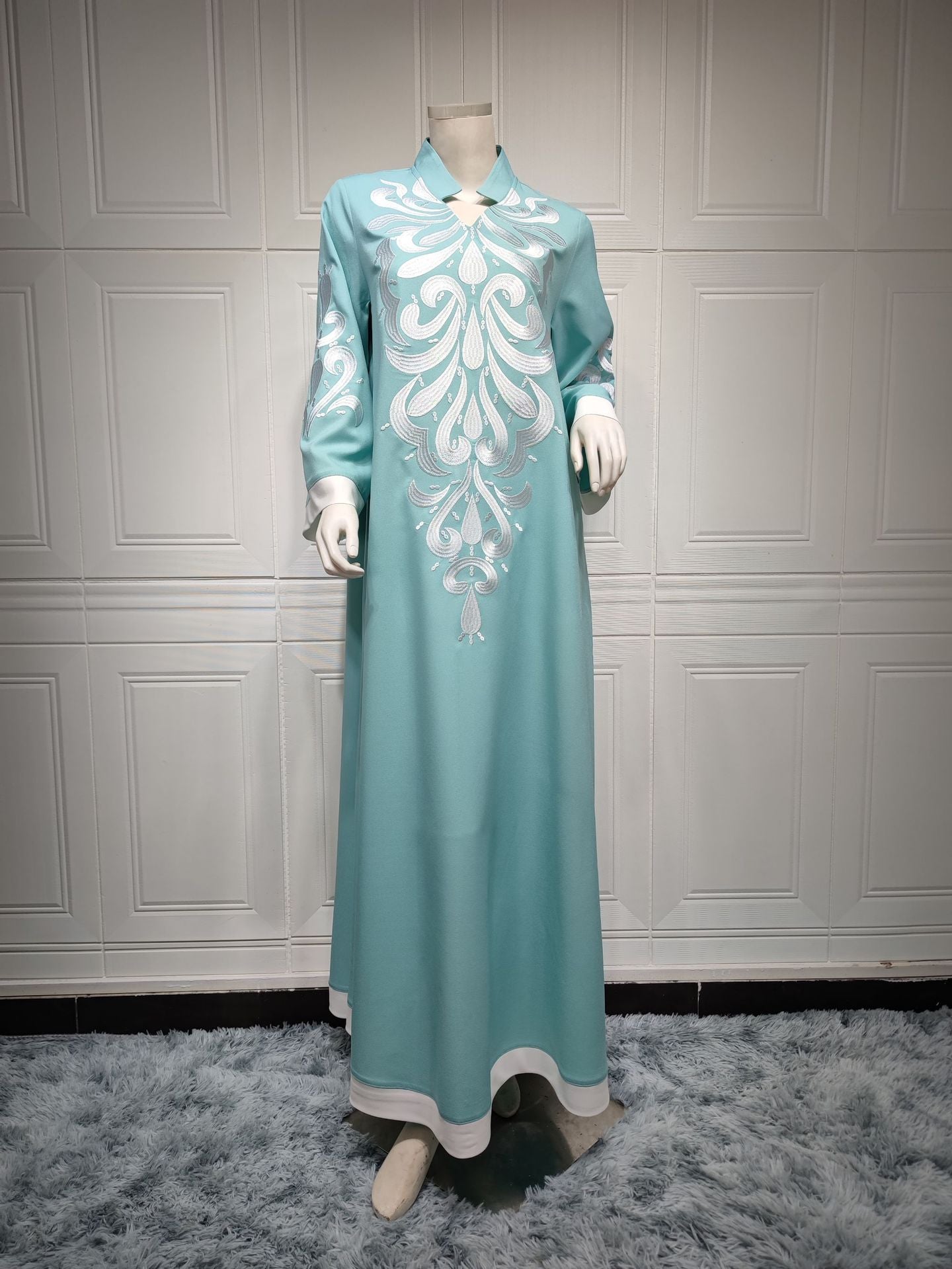 AB184 Summer Southeast Asia abaya splicing dress Embroidery Embroidery Muslim Lent Dubai Robe