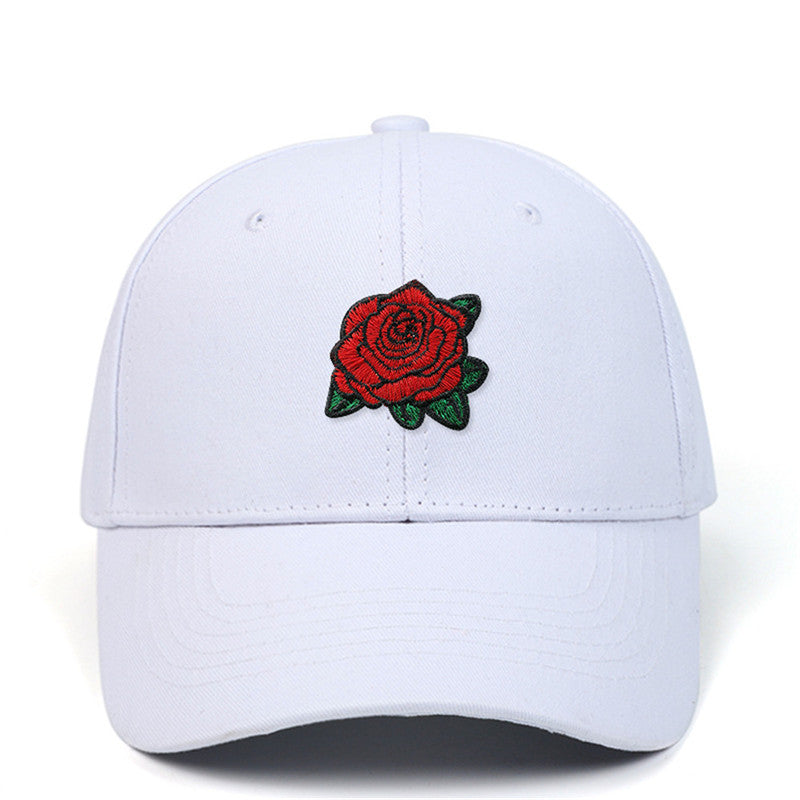 Amazon AliExpress New Rose Embroidered Baseball Cap Pure Cotton Hard Top Baseball Cap Outdoor Leisure Sun Hat