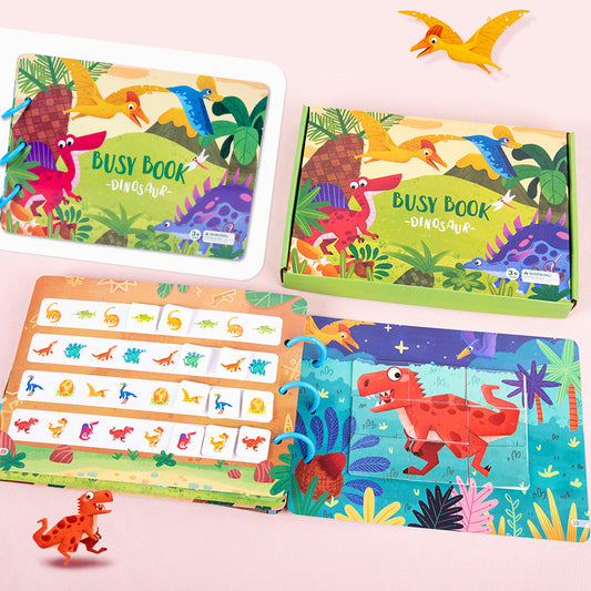 Wholesale enlightenment early education dinosaur animal quiet busybook children busy book educational toys repeatedly paste book