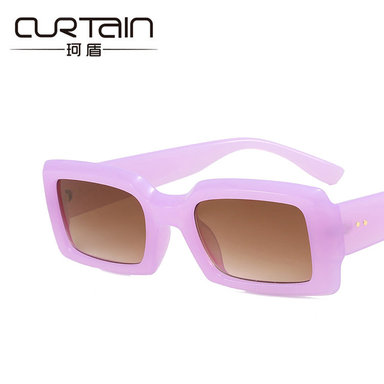 2022 new small frame rice nail sunglasses jelly color net red ins fashion square sunglasses cross-border sunglasses