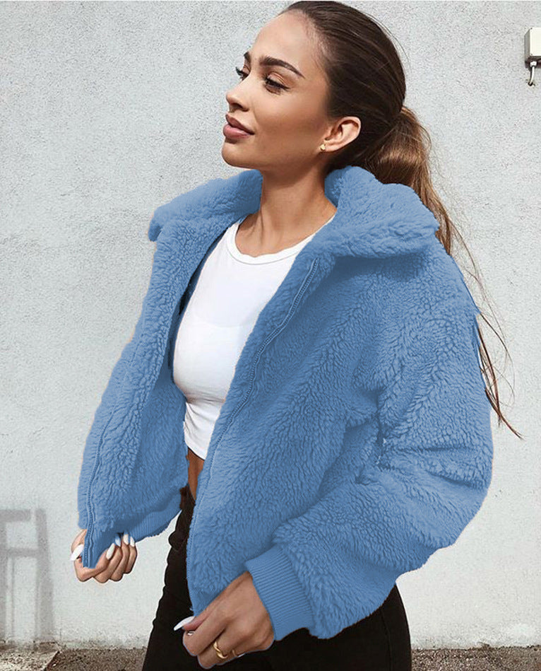 2021 winter cross-border ebay Amazon wish Europe and America warm velvet Teddy jacket jacket tops women's fur