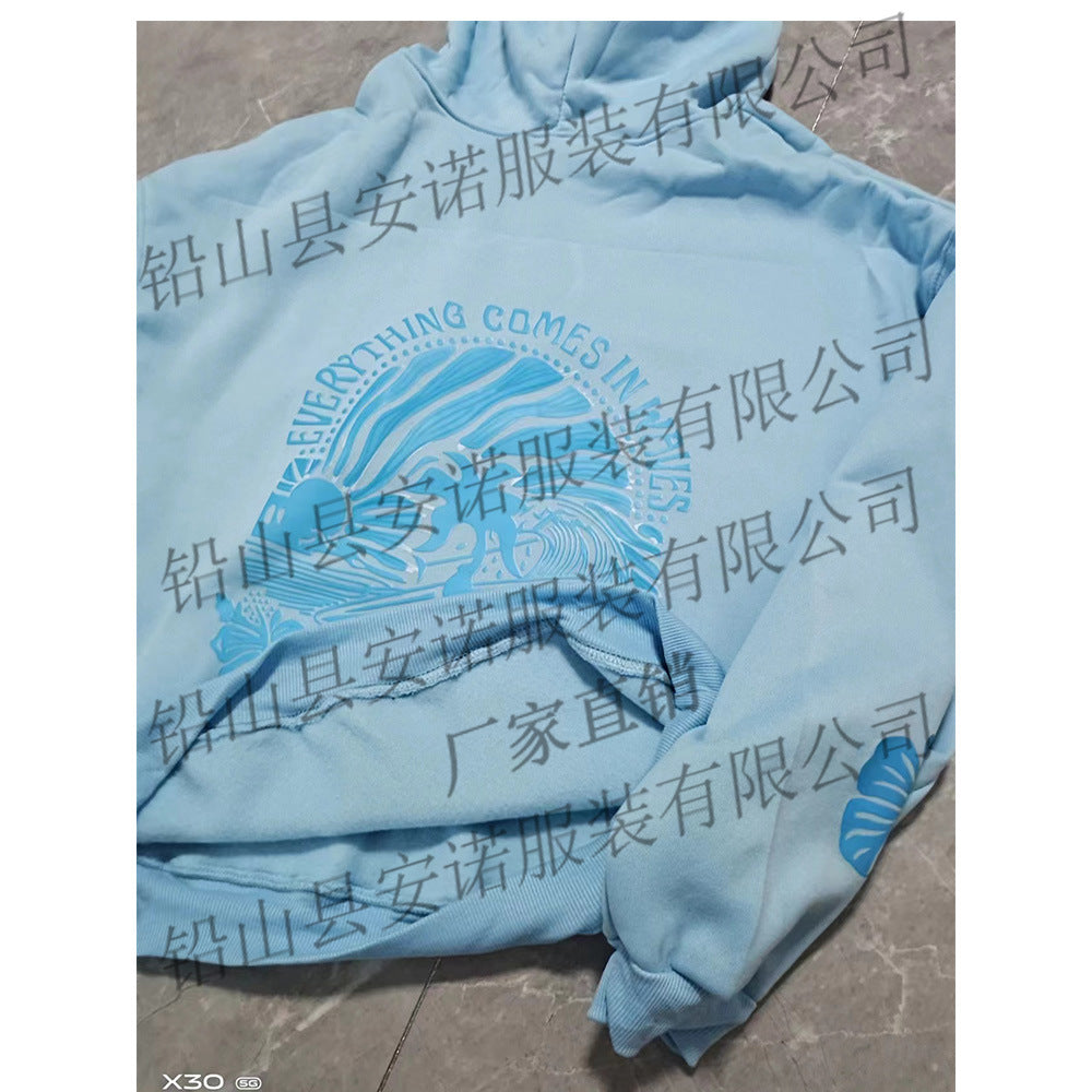 2024 New European Size Women's Drop Shoulder Sleeve Thread Chasing Sunsets Brand Sweatshirt Hoodie Print