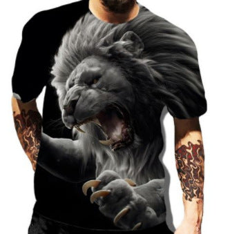 2023 new men's clothing casual digital printing trend T-shirt cross-border horror face digital printing 3DT T-shirt