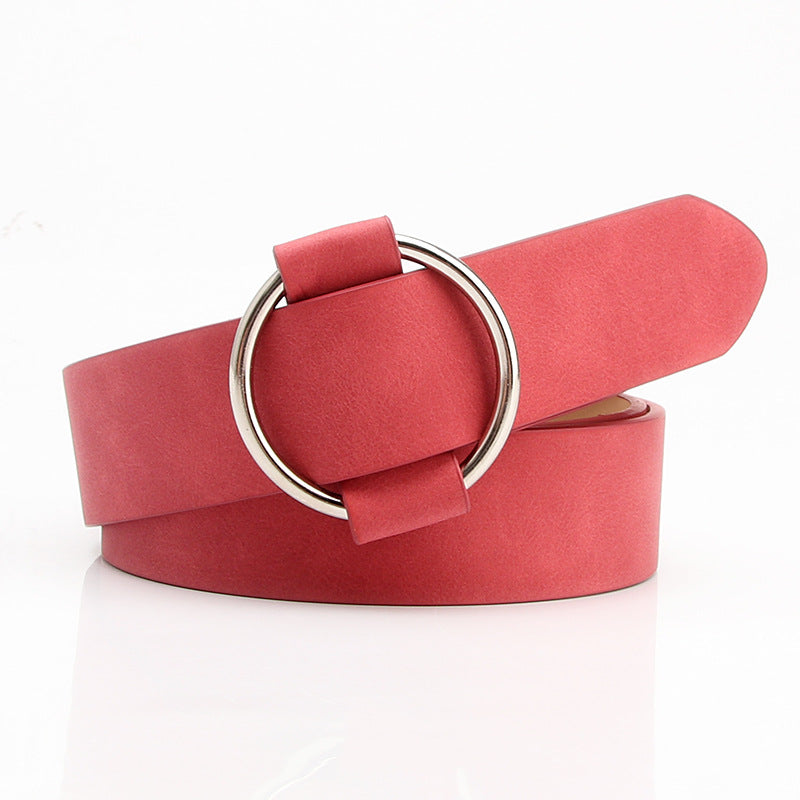 Women's Belt Round Buckle Needle Free Adjustment Versatile Dress Decorative Belt Non-hole Clothing Matching Trouser Belt Factory