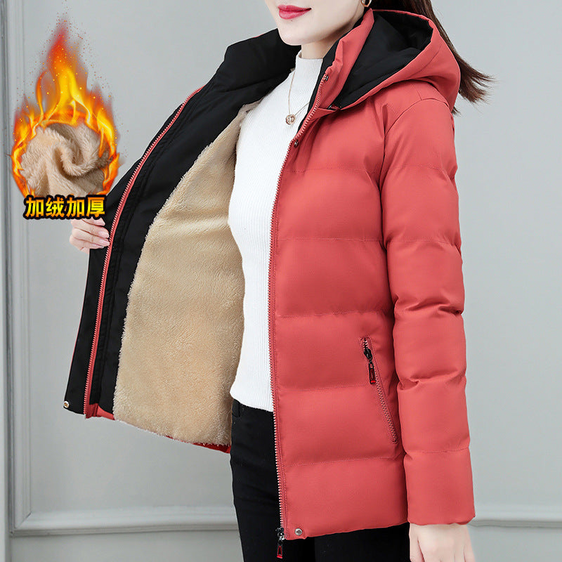 2024 winter new style plus velvet thickened pure cotton loose versatile medium and long cotton coat