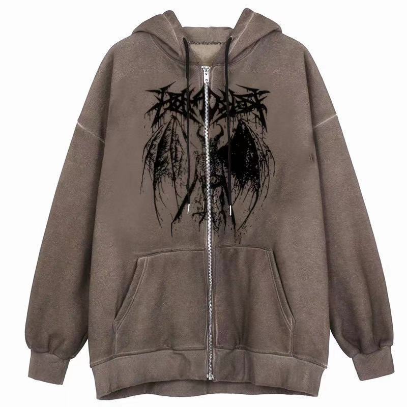 2021 European and American new hoodie sweatshirt women's loose street sports zipper cardigan y2k jacket women