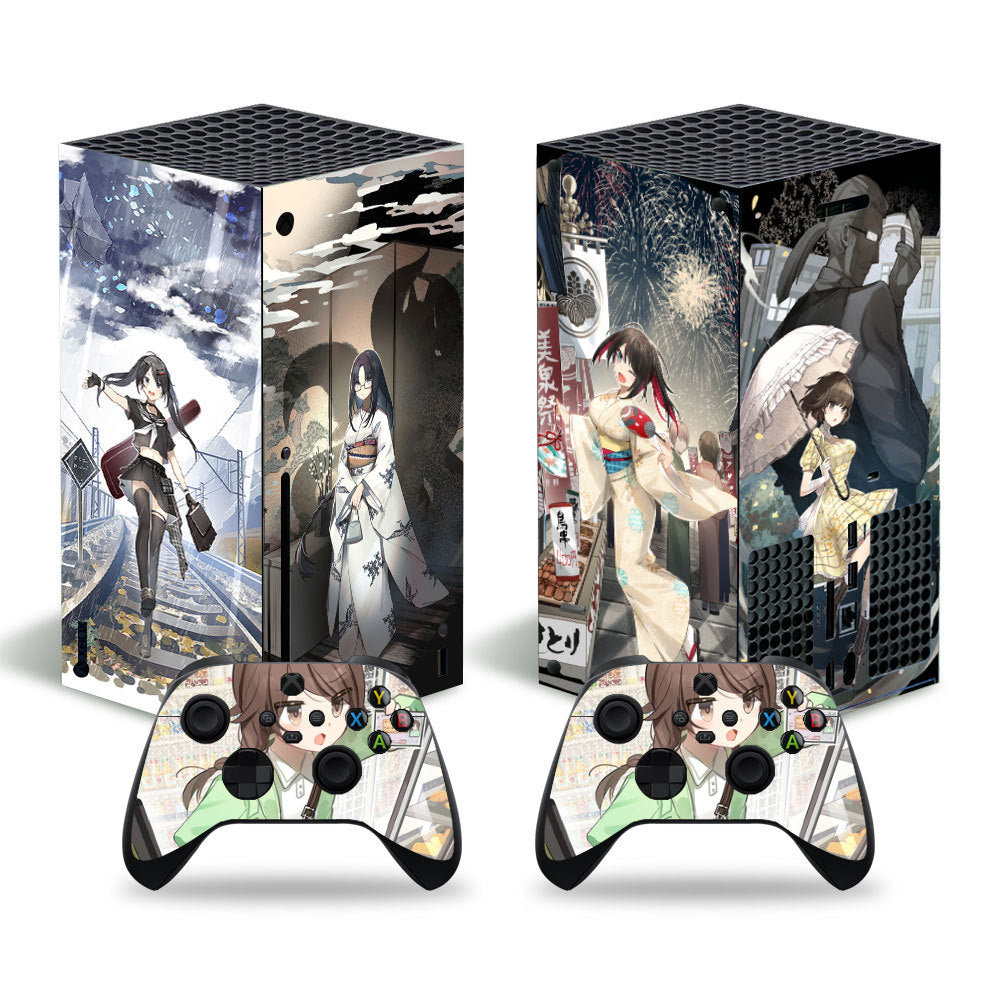 xbox series x game console full body stickers cartoon stickers geometric pattern stickers handle stickers