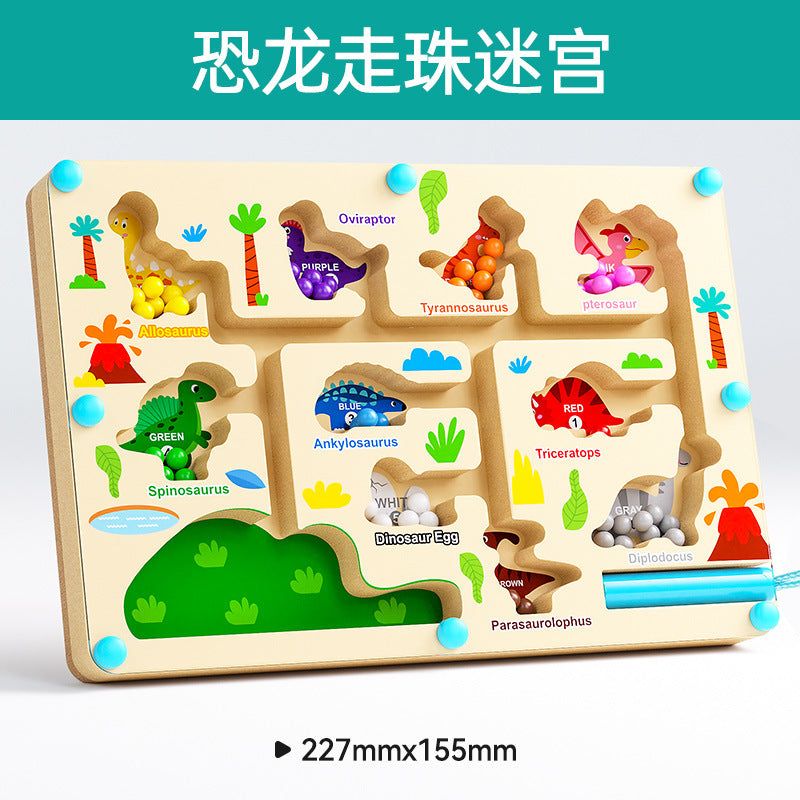 Wooden children's magnetic pen cognitive early education maze digital color classification counting board ball educational toys