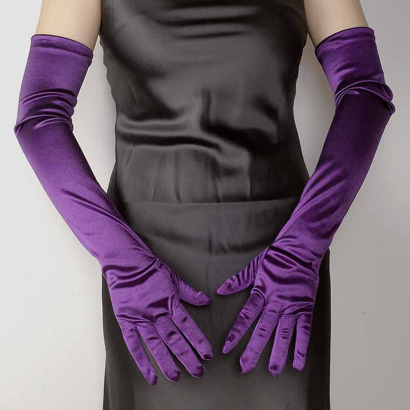 55CM long satin elastic satin gloves retro dress wedding photo accessories cosplay ladies gloves