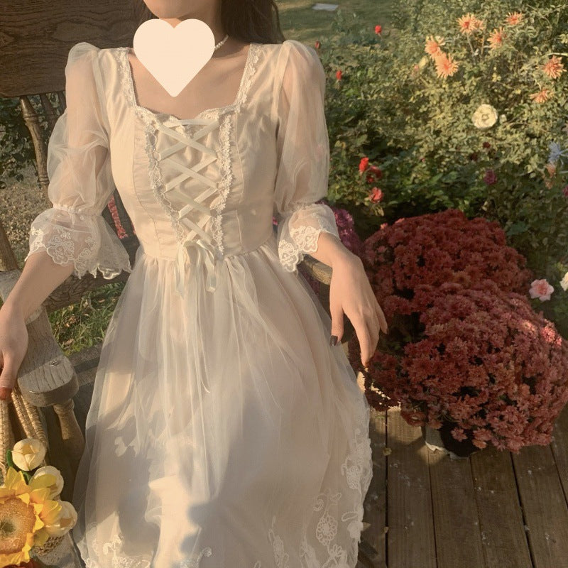 2024 early spring new first love gentle dress tea break French temperament white dress fairy super fairy forest series