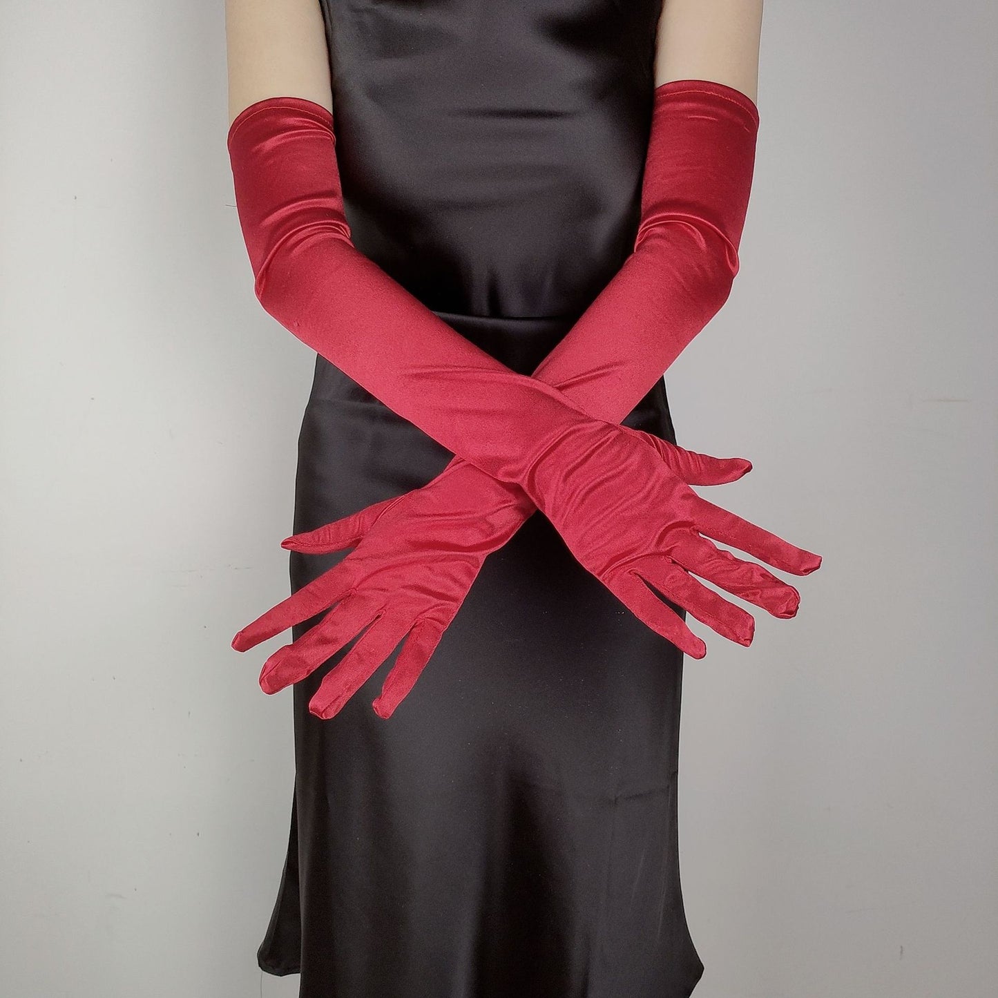 55CM long satin elastic satin gloves retro dress wedding photo accessories cosplay ladies gloves