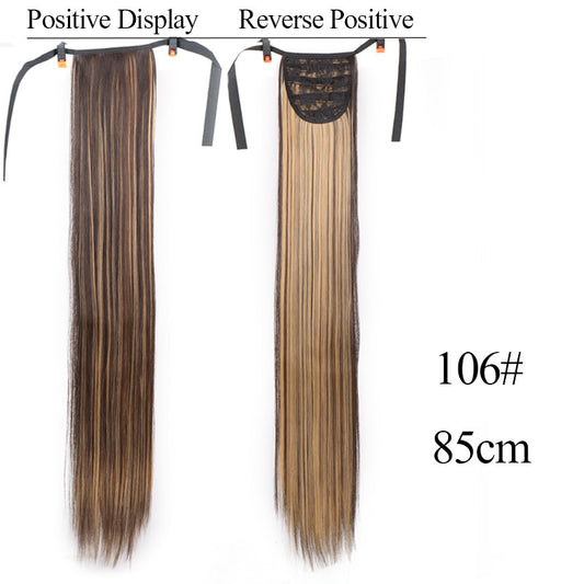 32 inches long straight hair foreign trade high temperature wig ponytail hair extension female long hair tie strap ponytail braid wig piece