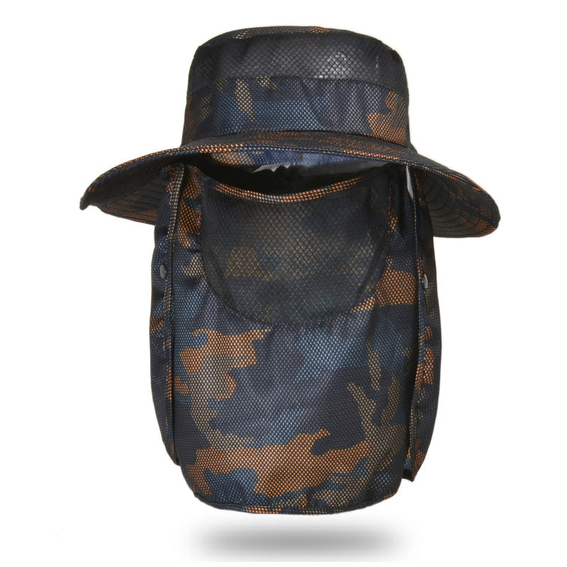 9012 cross-border sunscreen hat men's fishing hat camouflage sun hat cover face summer outdoor fisherman hat sun hat