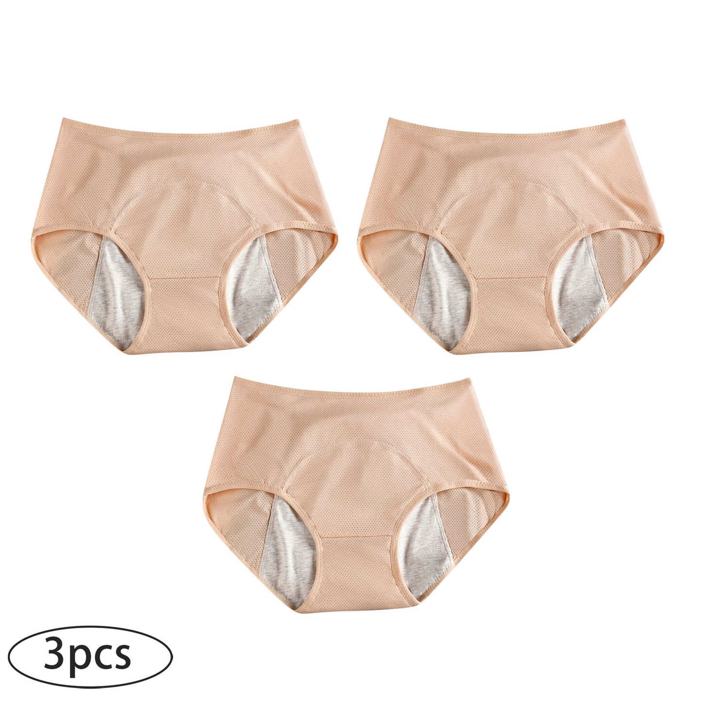 3-pack menstrual period panties for women, leak-proof and safe, high-waisted, breathable and sanitary panties for menstruation