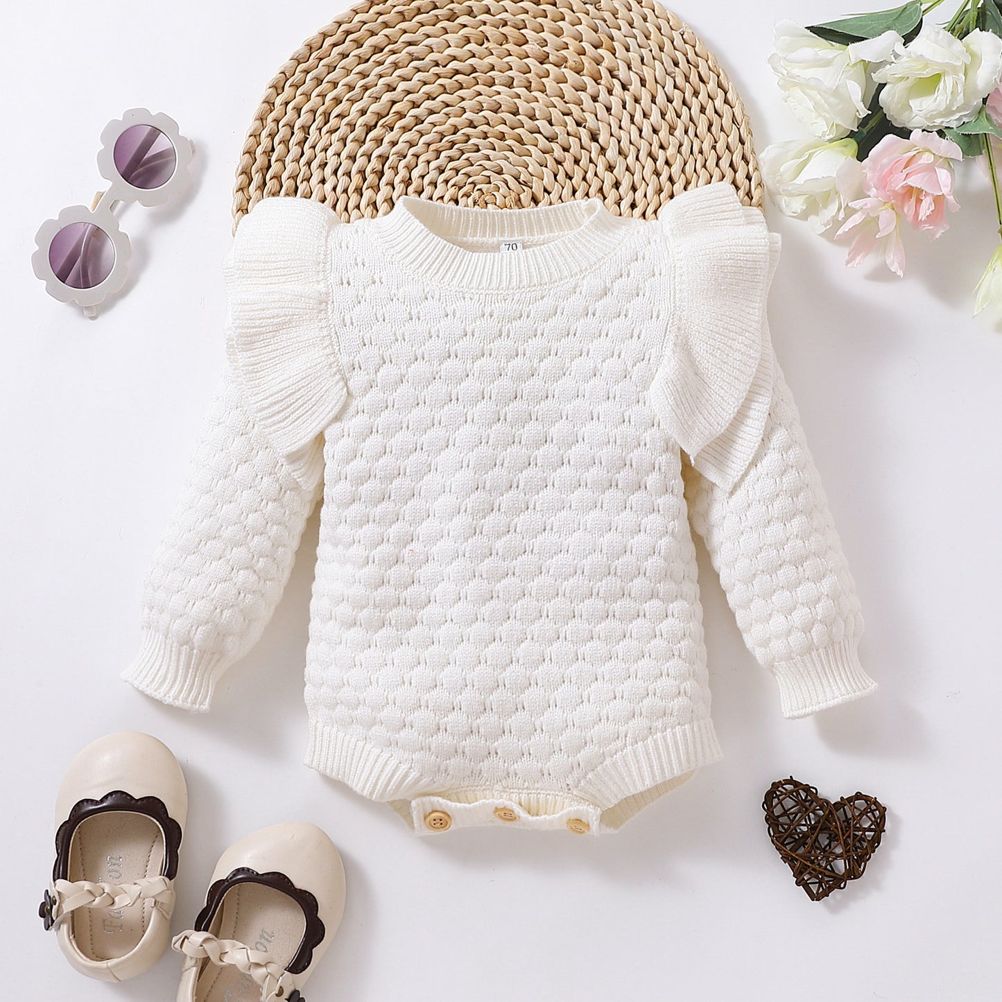 2022 new winter baby rhombus plaid long-sleeved sweater European and American style children's warm light color one-piece triangle crawler