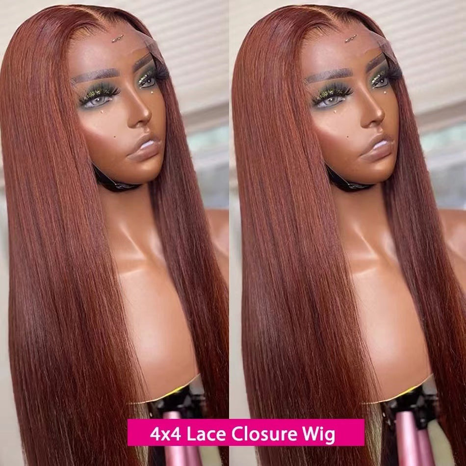 2024 new European and American lace wig long straight hair human hair wig straight front lace wig