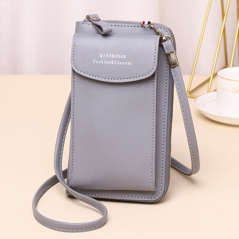 2023 new women's crossbody mobile phone bag wholesale large capacity multi-function solid color fashion simple shoulder small bag