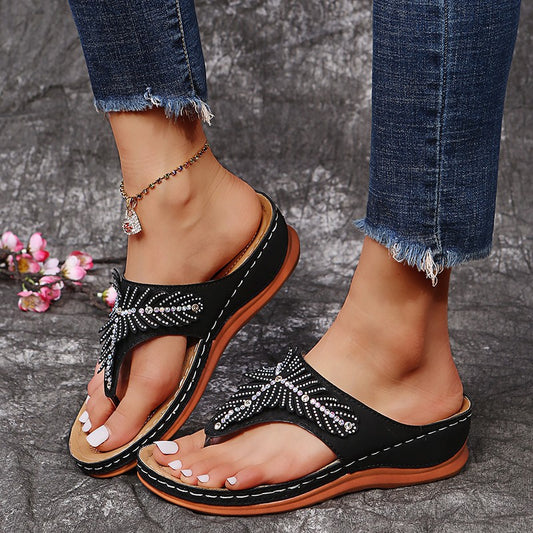 wish hot style European and American style flip flops large size African sandals casual lightweight flip flops flat rhinestone sandals