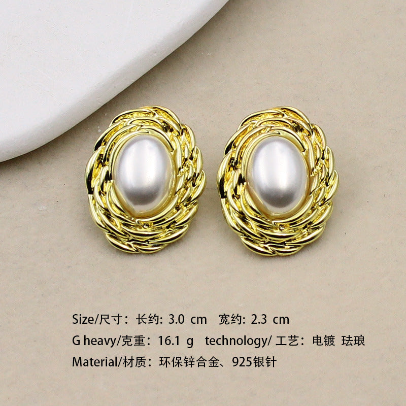 1-50 Qingdao medieval earrings sunflower enamel pearl earrings French court style net red earrings wholesale female