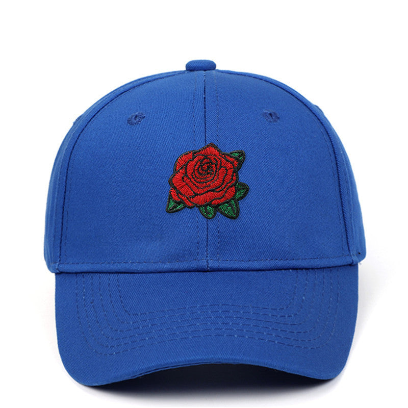 Amazon AliExpress New Rose Embroidered Baseball Cap Pure Cotton Hard Top Baseball Cap Outdoor Leisure Sun Hat