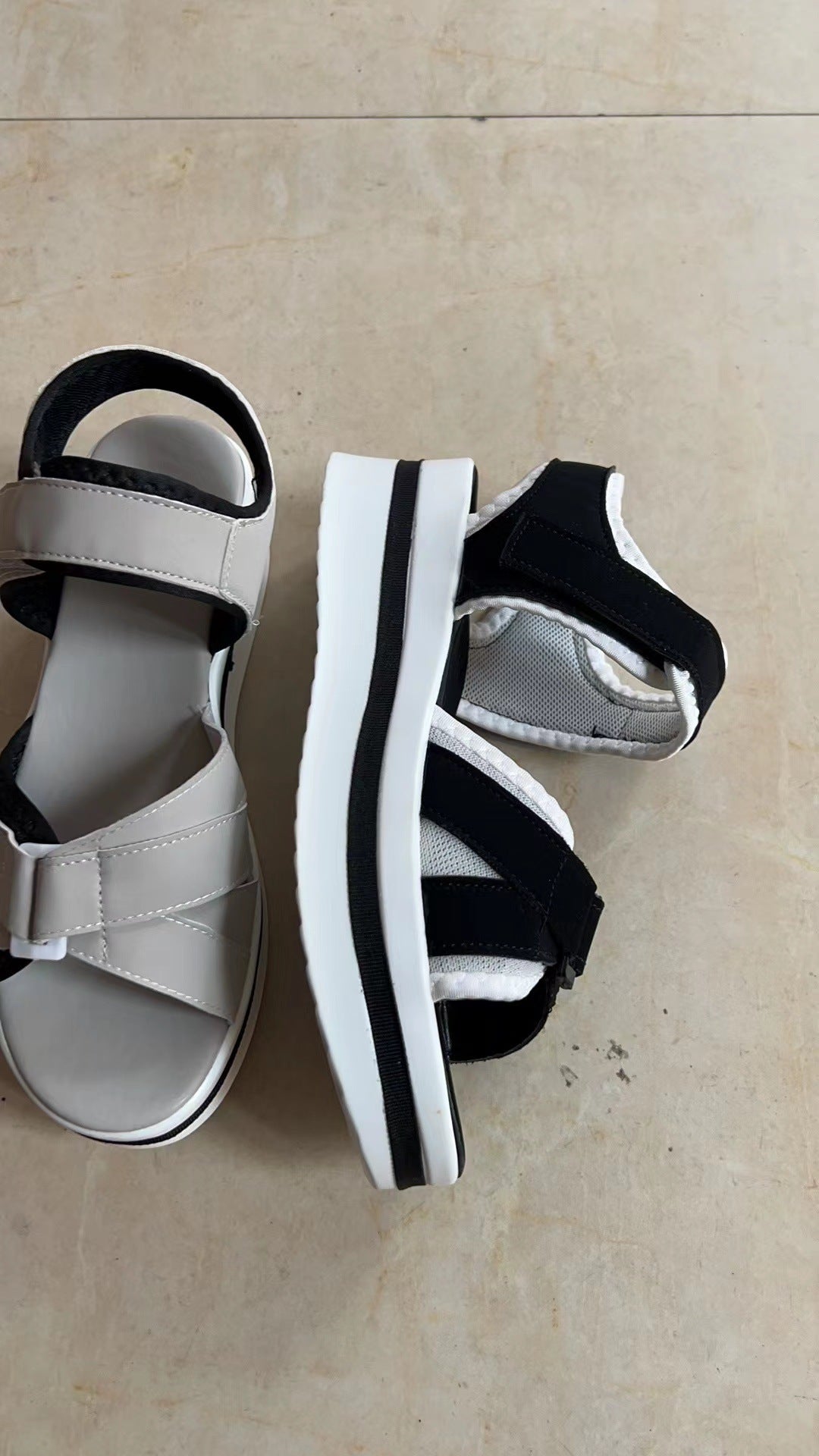 2023 new foreign trade European and American large size thick-soled sandals women's cross-border supply flat Velcro women's beach sandals