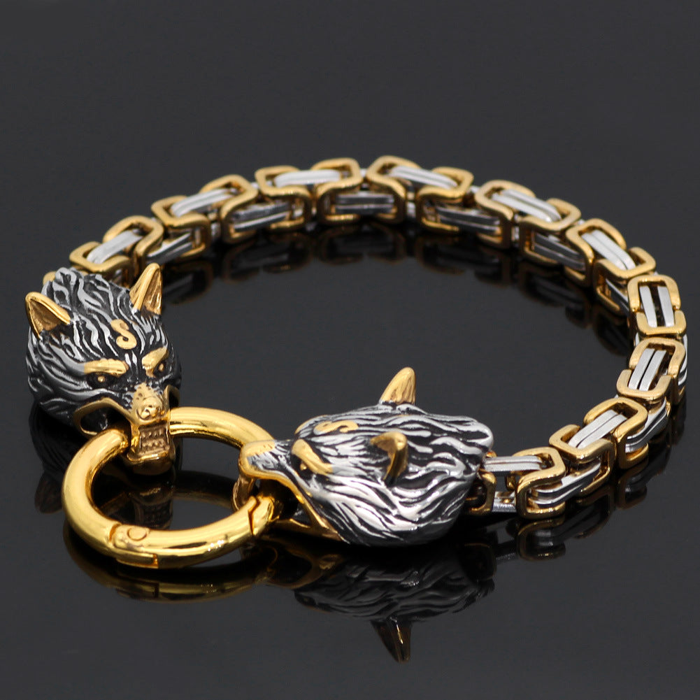 AliExpress new European and American wholesale Nordic wolf head emperor chain 8mm domineering bracelet multiple specifications jewelry wholesale