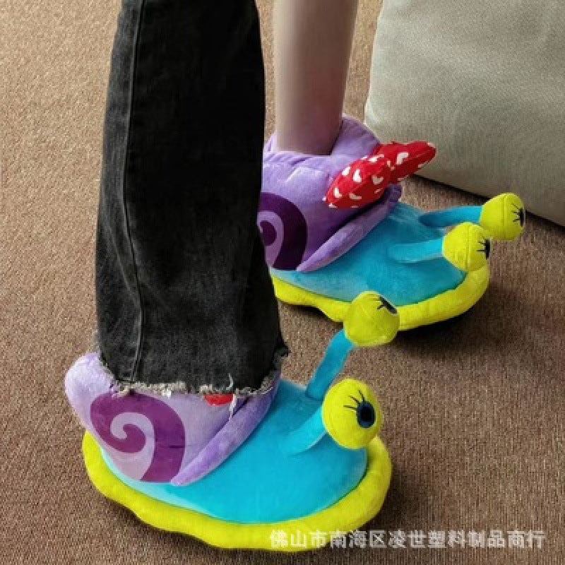 Winter SpongeBob SquarePants small snail bag and cotton shoes home parent-child snail slippers indoor students warm anti-slip cotton boots