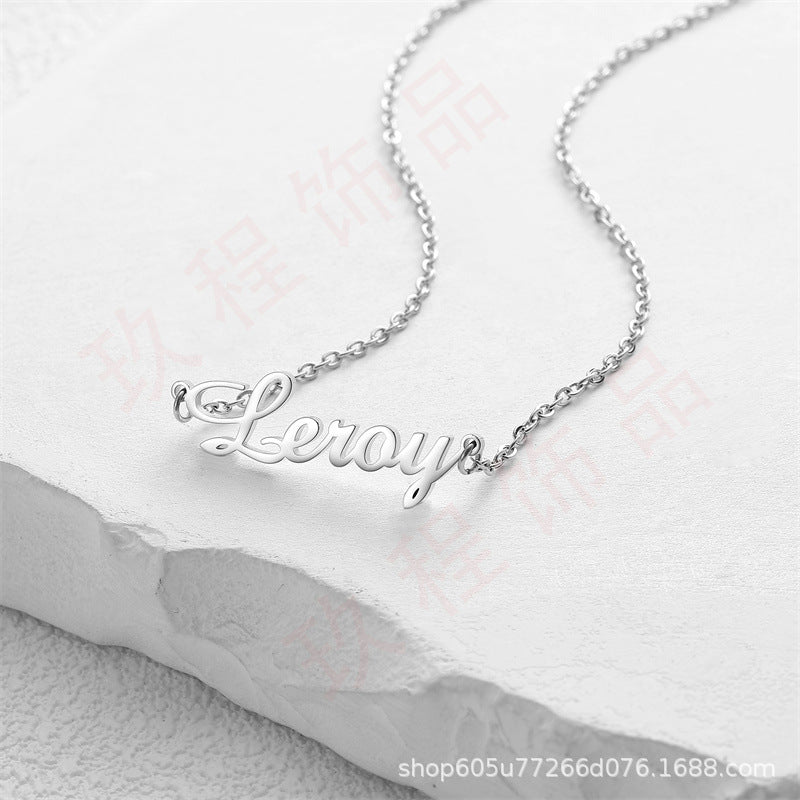 [One piece custom] Stainless steel English letter pendant electroplated with 18K gold customized name necklace bracelet