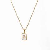 2022 European and American cross-border square 18K gold jewelry necklace female letter pendant titanium steel shell 26 letter necklace