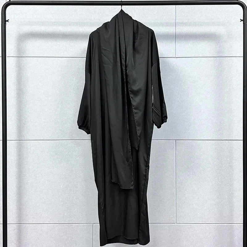 XG2056 AliExpress Big Swing Solid Color Bat Sleeve Robe Muslim Dress